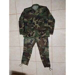 US Military Men's Combat Coat & Trousers Woodland Camo Hot Weather BDU Large